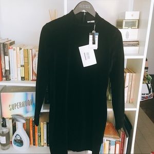 NWT T By Alexander Wang Black Velour Dress, Medium